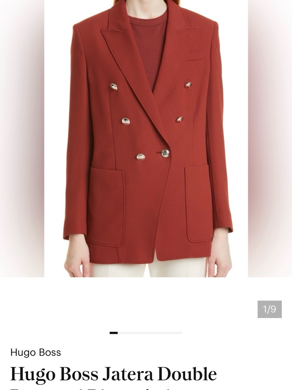 Hugo Boss Women's Double-Breasted Red orange  Blazer Jacket